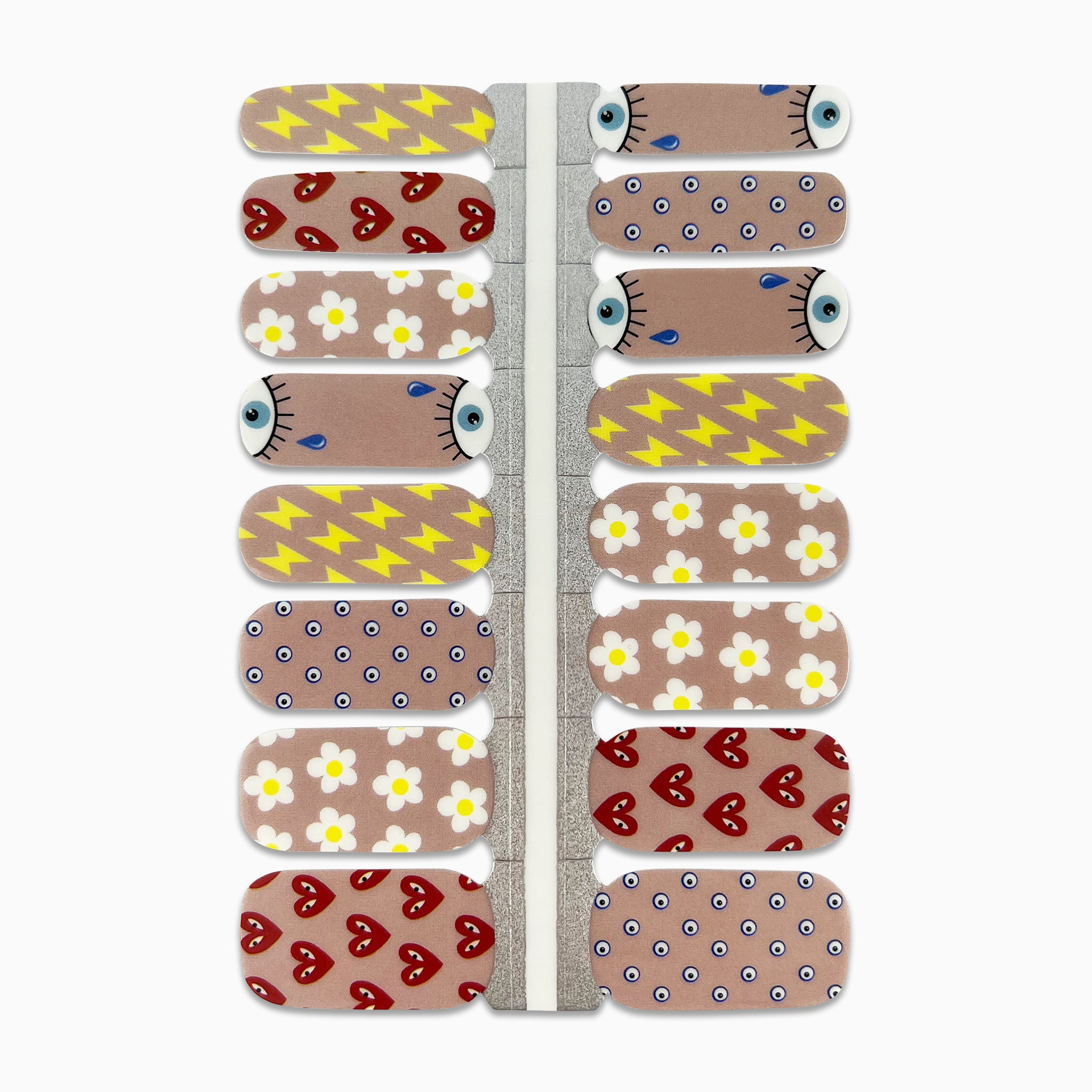 Nagelstickers met pop-art style op witte achtergrond