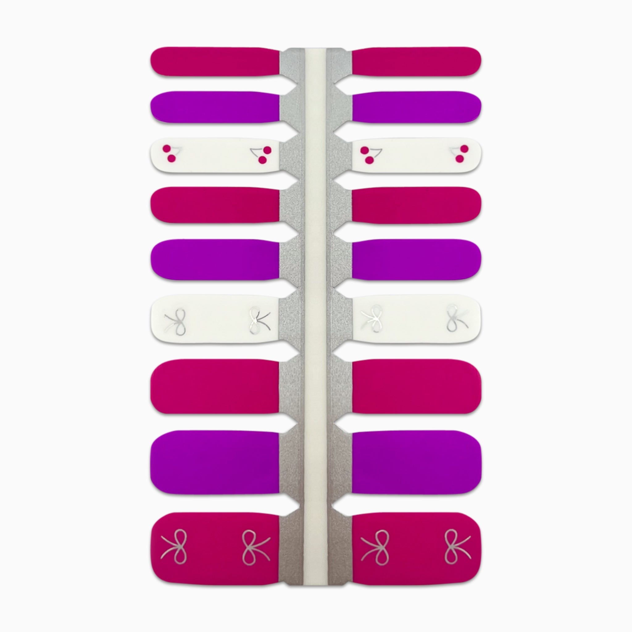 Productfoto van nagelstickers met strikjes en kersjes voor kids op witte achtergrond