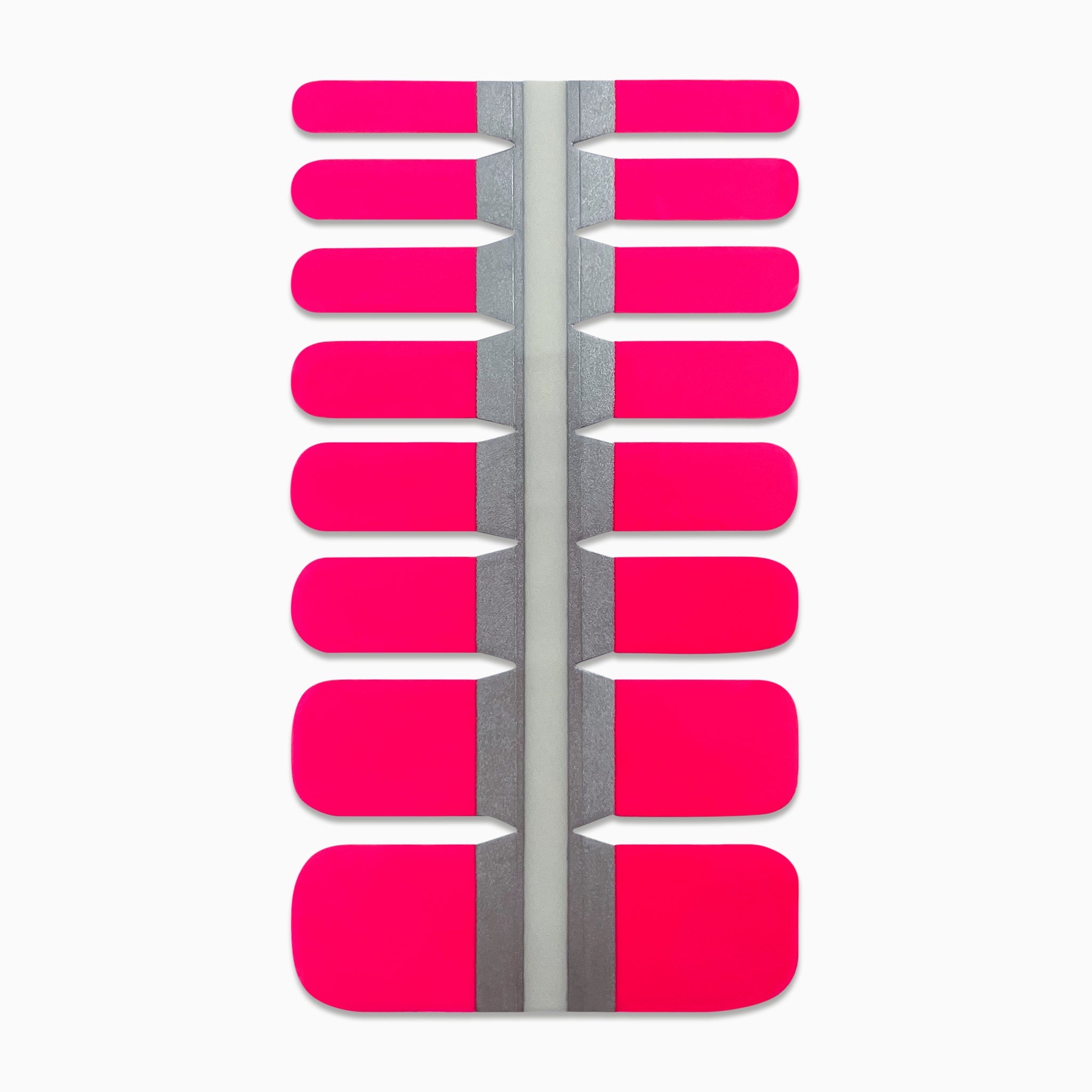 Productfoto van fluo roze nagelstickers voor tenen op witte achtergrond