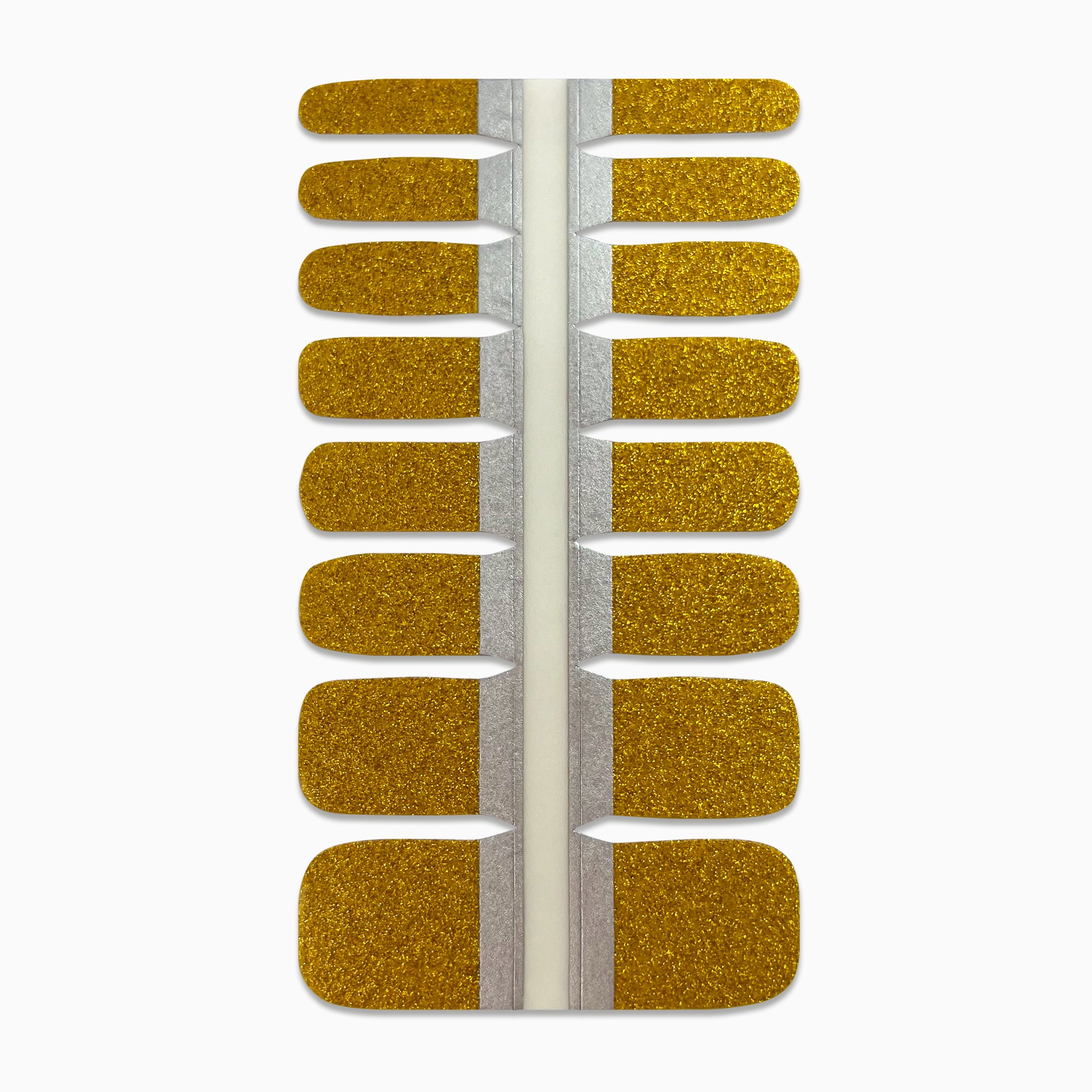 Productfoto van gouden nagelstickers voor tenen op witte achtergrond