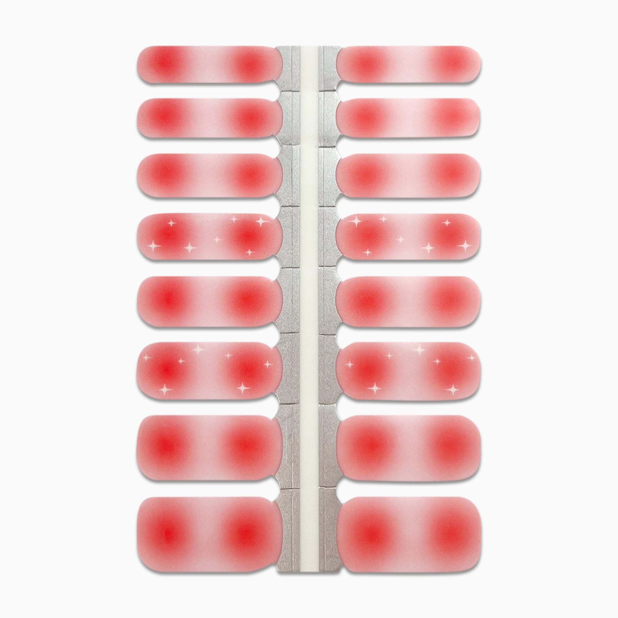 Productfoto van nagelstickers met roze aura en witte twinkels op witte achtergrond